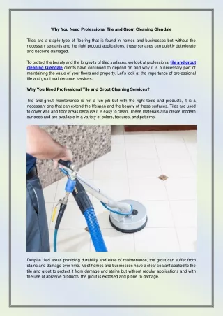 Why You Need Professional Tile and Grout Cleaning Glendale