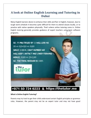 A look at Online English Learning and Tutoring in Dubai