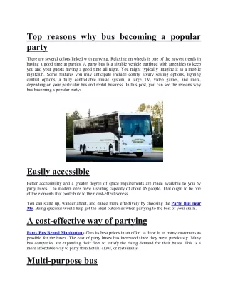 Top reasons why bus becoming a popular party