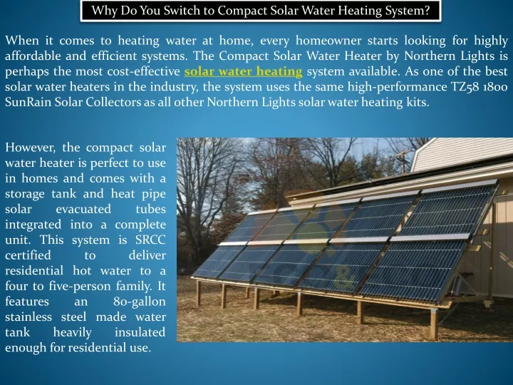 why do you switch to compact solar water heating