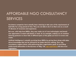 affordable ngo consultancy services