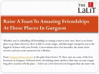 Raise A Toast To Amazing Friendships At These Places In Gurgaon