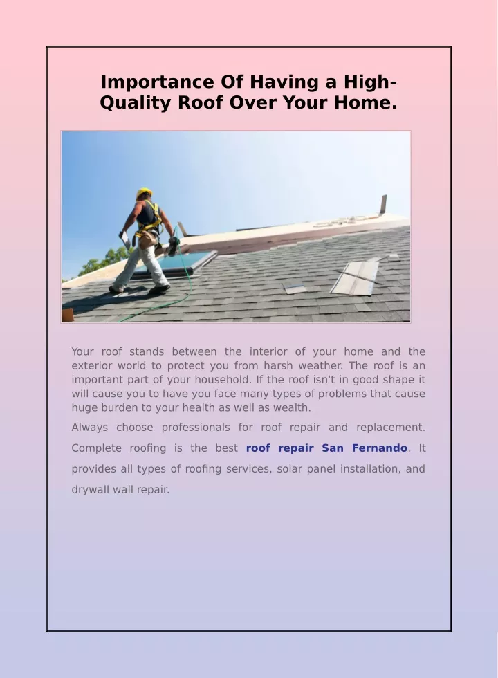 importance of having a high quality roof over