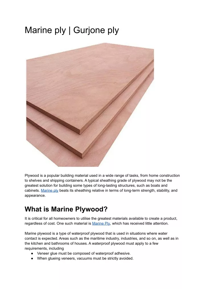 marine ply gurjone ply