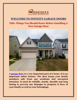 Things You Should Know Before Installing A New Garage Door