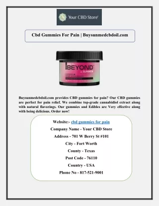 Cbd Gummies For Pain | Buysunmedcbdoil.com