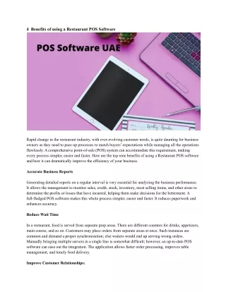 4 benefits of using a restaurant pos software