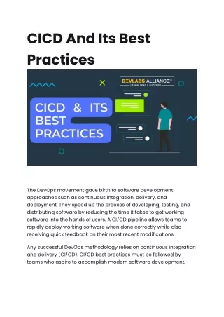 CICD And Its Best Practices