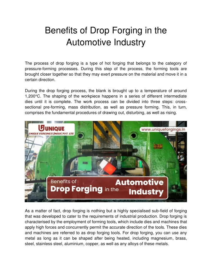 benefits of drop forging in the automotive