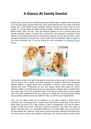 A Glance At Family Dentist