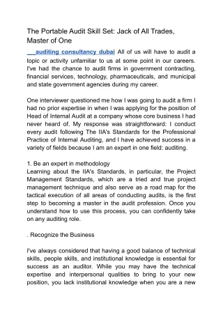the portable audit skill set jack of all trades