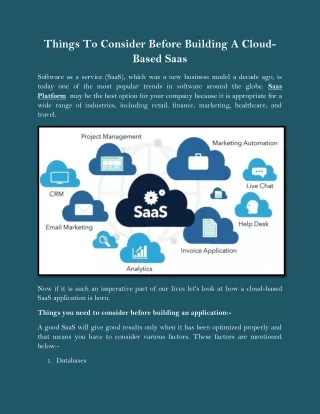 Things To Consider Before Building A Cloud-Based Saas