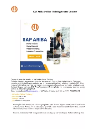 SAP Ariba Online Training Course Content