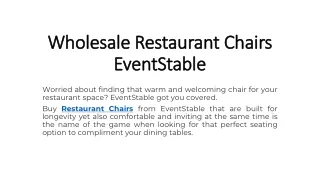 Restaurant Chairs - EventStable
