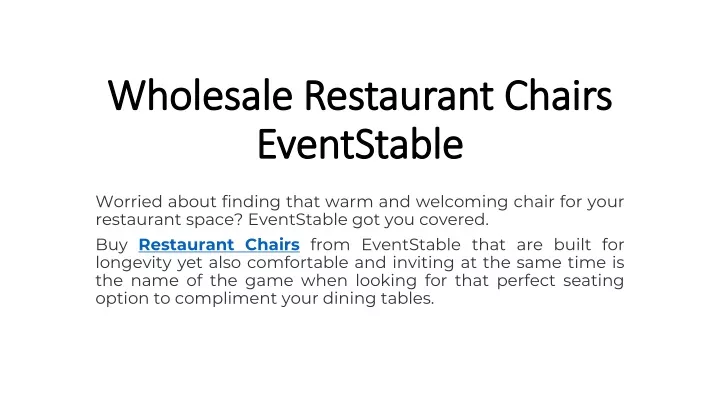 wholesale restaurant chairs eventstable