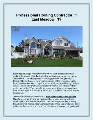 Professional Roofing Contractor in East Meadow