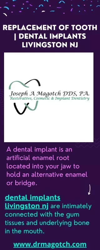 Replacement Of Tooth  Dental Implants Livingston NJ