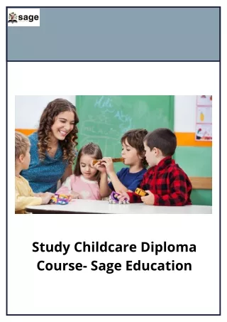 Study Childcare Diploma Course- Sage Education