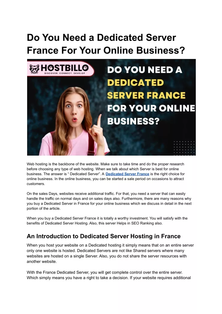 do you need a dedicated server france for your