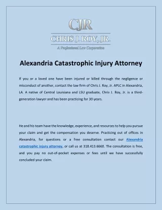 Alexandria catastrophic injury attorney