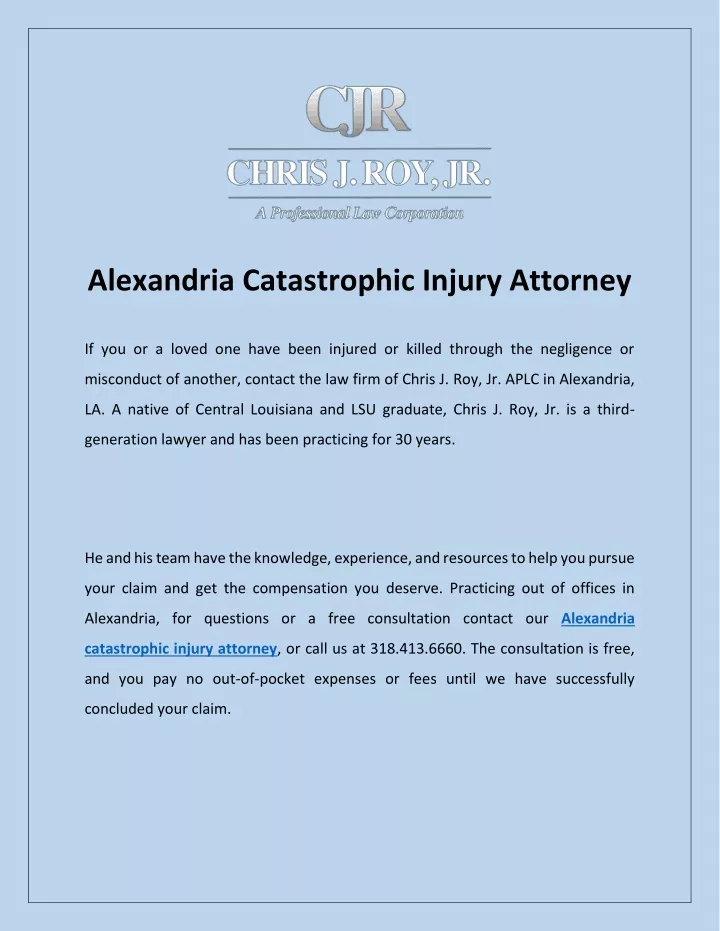 alexandria catastrophic injury attorney