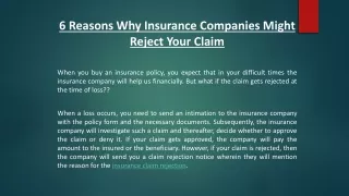 6 Reasons Why Insurance Companies Might Reject Your Claim