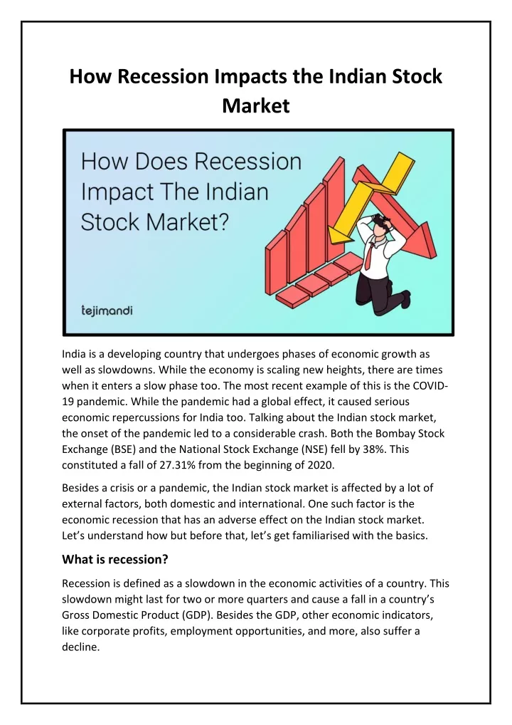 how recession impacts the indian stock market