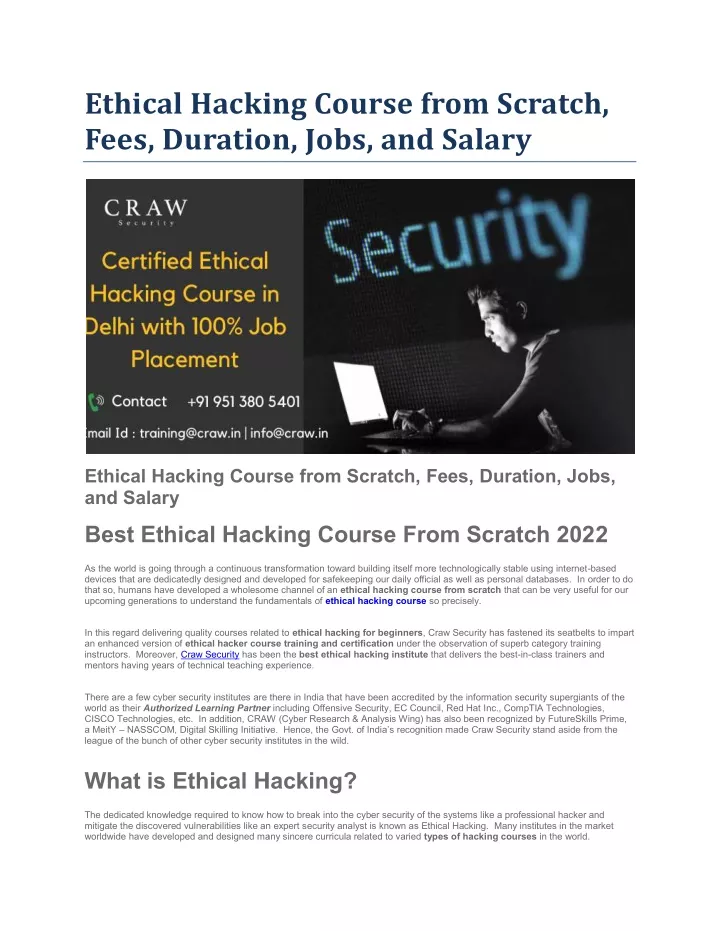 PPT - Ethical Hacking Course From Scratch, Fees, Duration, Jobs, And ...