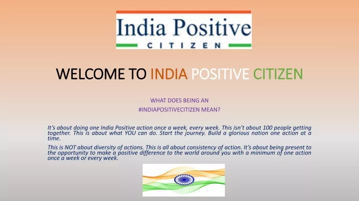 welcome to india positive citizen