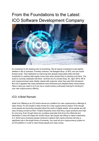 From the Foundations to the Latest_ ICO Software Development Company
