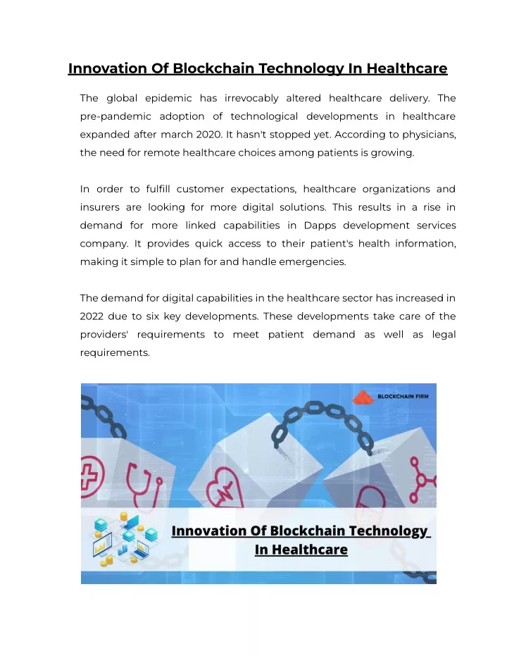 innovation of blockchain technology in healthcare