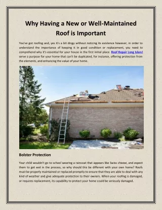 why having a new or well maintained roof