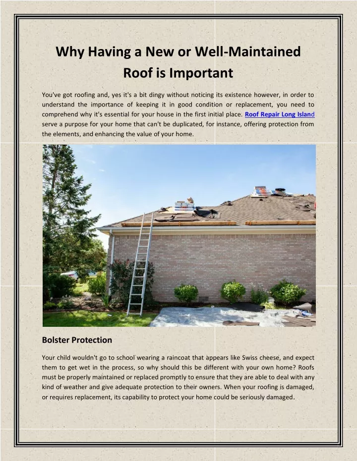 why having a new or well maintained roof