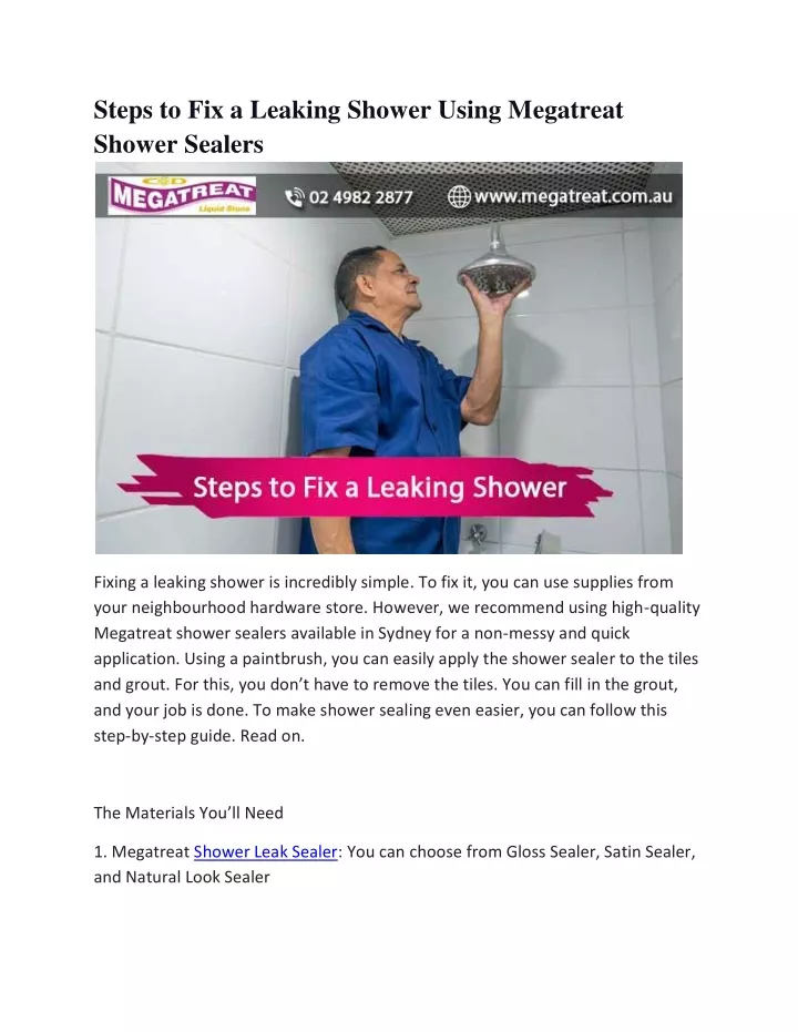 steps to fix a leaking shower using megatreat