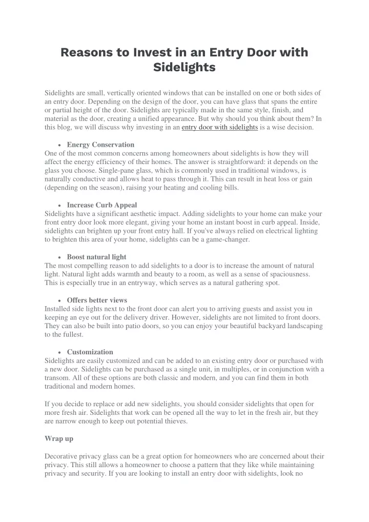 reasons to invest in an entry door with sidelights