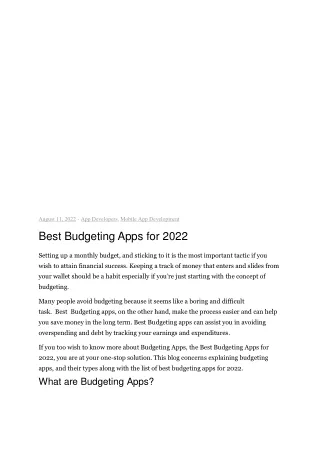 Best Budgeting Apps for 2022