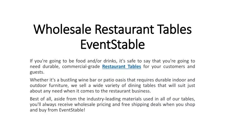 wholesale restaurant tables eventstable