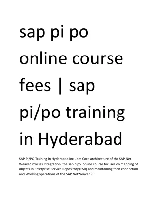 sap pi po online course fees sap pi po training