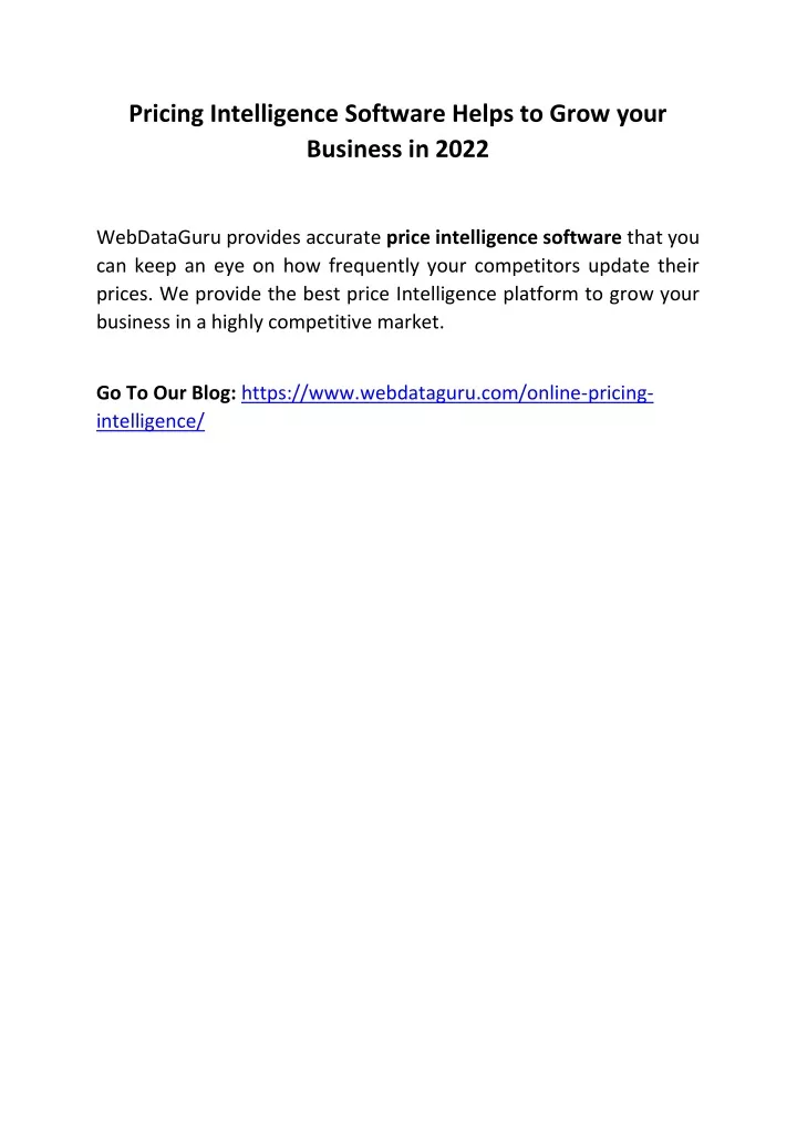 pricing intelligence software helps to grow your