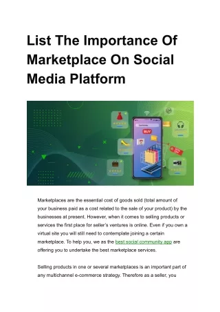 Include A List Of The Marketplace's Importance On Social Media Platforms