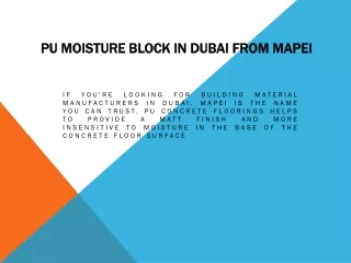 PU moisture block in Dubai from Mapei