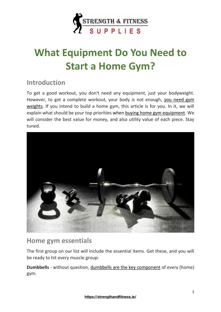 what equipment do you need to start a home gym