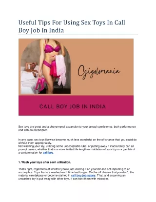 Useful Tips For Using Sex Toys In Call Boy Job In India