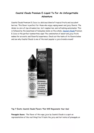 coastal clouds premium e liquid
