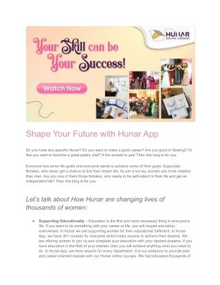 shape your future with hunar app