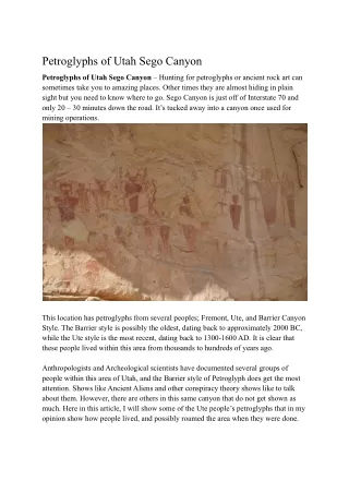 Petroglyphs Of Utah Sego Canyon - EXPLORETRAVELER