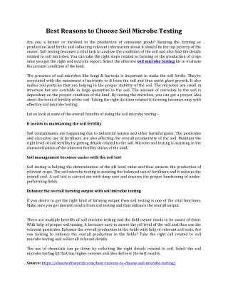 best reasons to choose soil microbe testing