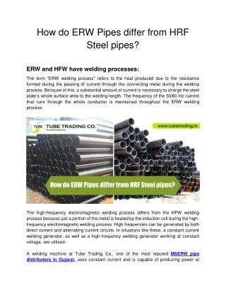 how do erw pipes differ from hrf steel pipes
