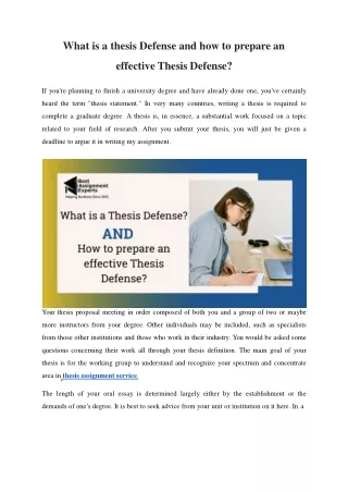 What is a thesis Defense and how to prepare an effective Thesis Defense ppt