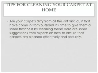 Tips for Cleaning Your Carpet